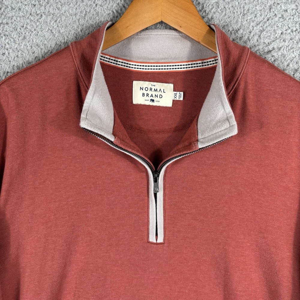 The Normal Brand Sweater Mens 2XL Burnt Orange 1/4 Zip Pullover Long Sleeve